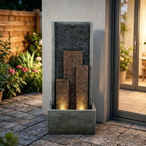 Fuente de Piso Moderna de Poliresina con Iluminación LED en Cascada para Interiores y Exteriores, para Oficina, Casa o Jardín, Adornos para Patio - Product Image 2