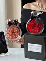 Rose éternelle de luxe dans un dôme en acrylique, coffret cadeau de fleurs naturelles préservées avec parfum, décoration élégante pour la maison pour la Saint-Valentin