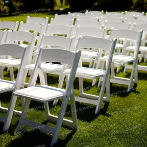 Stacking Foldable Fold up Outdoor Rental Party Event White Resin <strong>Padded</strong> <strong>Folding</strong> <strong>Chairs</strong> - Product Image 1