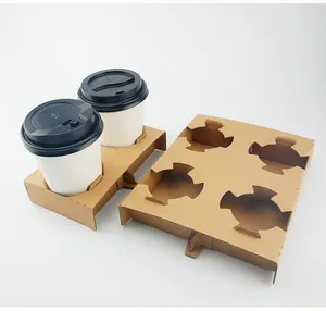 Take Away Coffee Paper Cups New Design Take Away Cardboard Disposable Coffee Paper Cup Holder Paper Carrier