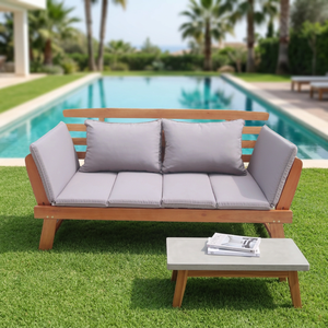 Contemporary Modern Acacia Wood Durable Garden Chair Powder Coated Aluminum Frame Outdoor Farmhouse Outdoor Garden Use Handmade - Product Image 2