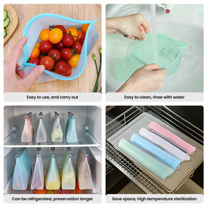 Eco-friendly 500ml 1000ml Silicone Zipper <b>Food</b> Storage Bags Fridge Safe Reusable Sealer Silicon Zip Lock Bag for <b>Food</b> Packing - Product Image 6