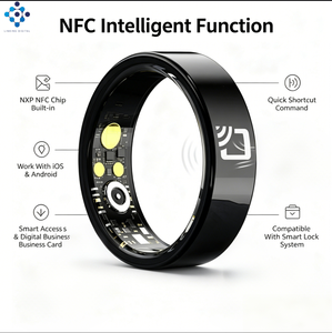 Bague Intelligente NFC R20 7mm Ultra Fine en Céramique, Suivi de Santé, Oxygène Sanguin, Fréquence Cardiaque, Moniteur de Sommeil, Analyse IA, Contrôle iOS, NFC, SMA - Product Image 3