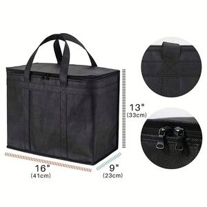 OEM Customized Portable Insulated Cooler Bag With Logo Black Lunch for Food Reusable Non Woven Thermal Bags - Product Image 4