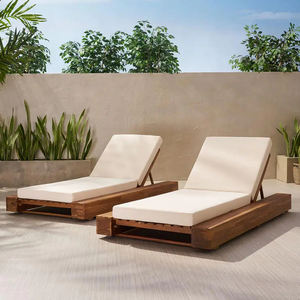 Meubles d'extérieur en bois de teck villa piscine plage teck chaise longue <span class=keywords><strong>avec</strong></span> coussin chaise longue en bois massif - Product Image 2