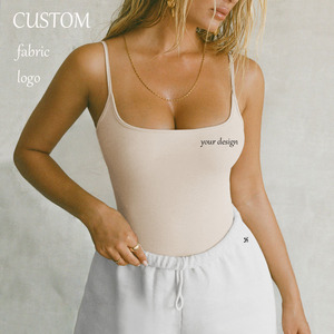 เสื้อครอปท็อปผู้หญิงแบบขายส่งสำหรับฤดูร้อน ผ้าสแปนเด็กซ์ผสมคอตตอนรัดรูป เสื้อกล้ามแขนกุดเซ็กซี่แบบถัก - Product Image 1