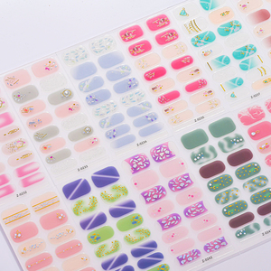 16tips/Sheet Full Cover Summergel Nail Wraps Sticker Stickers 3D Self-Adhesive Bronzing Gold Line French Nail <strong>Strips</strong> Baking Free - Product Image 2