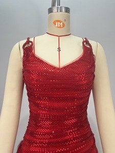 Vestido de Fiesta Rojo Sexy con Cuello en V y Adornos de Plumas, Sin Mangas, Mini Vestido <span class=keywords><strong>para</strong></span> Baile de Graduación, Cóctel, Noche - Product Image 6