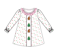 Puresun 2026 Boutique Robe de Noël pour Filles Rose à Pois Brodés Ensemble Vêtements Enfant Bébé Barboteuse Tenues