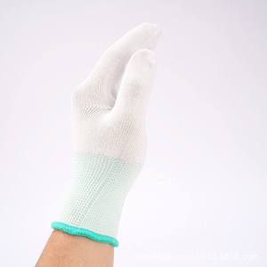 Guantes de Trabajo con Palma Recubierta de Nailon, Blancos, Antiestáticos, Libres de Polvo, para Protección Laboral en Fábricas Electrónicas, Venta al Por Mayor - Product Image 2