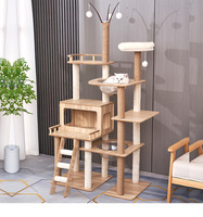 Grand arbre à chat en bois écologique, moderne, avec condo et griffoir en sisal pour grimper, jouer et se reposer