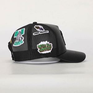 Casquette de camionneur en cuir PU avec logo brodé 5 panneaux, personnalisée OEM, haute qualité, certifiée BSCI, Gorras, casquette en maille - Product Image 4