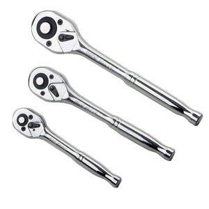 Ratchet Wrench Set 3 Piece Metric Chrome Vanadium Steel Industrial Grade Manual Single End Hex Smooth Handle - Product Image 4