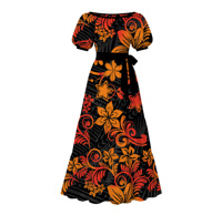 Robe longue à volants et manches bouffantes pour femme, col carré, motif floral Hibiscus polynésien samoan personnalisé, tenue décontractée style île