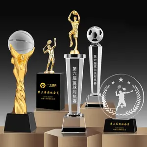 Sport Championship Award Trophy Crystal Basketball Glass Soccer Awards Golfball Crystal Trophy for Souvenir Gifts