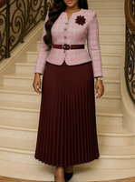 Ensemble Manteau et Jupe Élégant et Tendance pour Femme, Nouvelle Collection Automne-Hiver 2026, Style Européen, Idéal pour l'Export