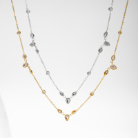 Collier YF7070 de haute qualité en acier inoxydable plaqué or 18K PVD, étanche, avec breloques en zircon blanc en forme de goutte d'eau