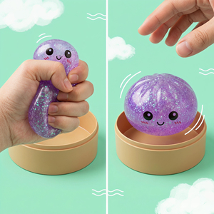 Gliway Cute Steamed Dumpling Mochi Stress Relief Toys Glitter Sensory Bun Calming Fidget Toy for Anxiety Relief - Product Image 1