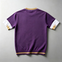 Chemises en tricot violettes de haute qualité sur mesure ODM, logo personnalisé, pull pour homme, broderie de patch, tricots violets pour homme