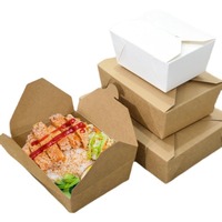 Boîte à lunch jetable en papier kraft léger, de qualité alimentaire, laminée, personnalisable, multi-usages, pour emporter, compatible micro-ondes, biodégradable