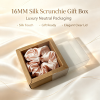 Lot de chouchous en soie de mûrier de 16 mm avec boîte cadeau neutre – Accessoire capillaire prêt à offrir
