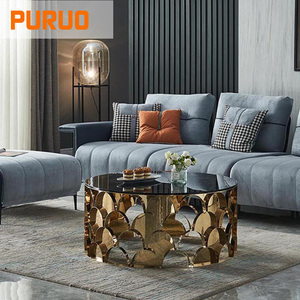 Contemporary Large <strong>Round</strong> <strong>Nesting</strong> Sofa Side Coffee <strong>Table</strong> Set <strong>of</strong> 2 Nordic Minimalist Luxury Rock Board End <strong>Table</strong> for Living Room - Product Image 6