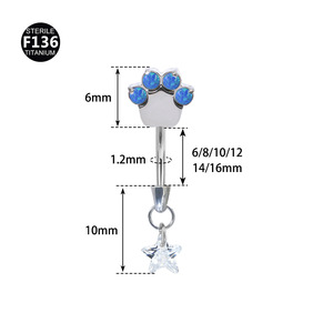 New astmf136 titan thép gia vị cô gái tim bụng vòng Zircon Vàng sexy phụ nữ cơ thể xuyên Phụ Kiện Màu Hồng bụng nút Stud - Product Image 2