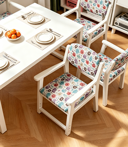 Fauteuil scandinave moderne en bois avec revêtement floral pour la maison, le bureau ou le salon - Product Image 6