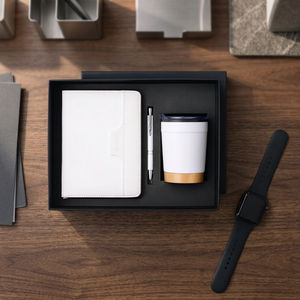 Liviya PU Leather Business Notebook Gift Set Pen 2 Coffee Tumblers Embossed Personalized Printing Corporate New Year <b>Christmas</b> - Product Image 5