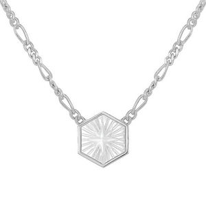 젬넬 최신 925 실버 주얼리 맞춤 각인 자개 나침반 엠블럼 피가로 체인 목걸이 - Product Image 6