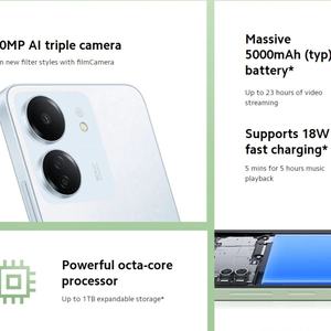 Redmi 13C 8+256GB 6.7 นิ้ว HD LTE รองรับซิมคู่ MIUI14 Unisoc Tiger T606 Octa Core 2.0GHz สมาร์ทโฟน 4G ภาษาสเปน ภาษาฝรั่งเศส - Product Image 4