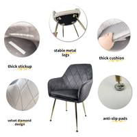Fauteuil d'appoint moderne en velours de luxe pour la maison, le bureau et la salle à manger, meubles de cuisine, chaises de salle à manger avec accoudoirs
