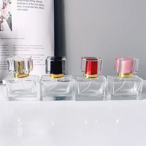 Factory Direct Sales 30ml Glass <b>Perfume</b> Spray Empty Bottle with pink Black Red Luxury Cover Customizable logo - Product Image 6