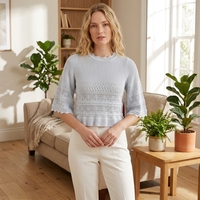 Haut à volants Bella, vêtements en tricot pour femmes, fabrication OEM et ODM, manches mi-longues, haut en tricot à volants de haute qualité