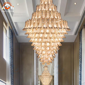 נברשת קריסטל מדורגת יוקרתית - תאורת אווירה מפוארת ללובי של מלון/אולם גדול - Product Image 2