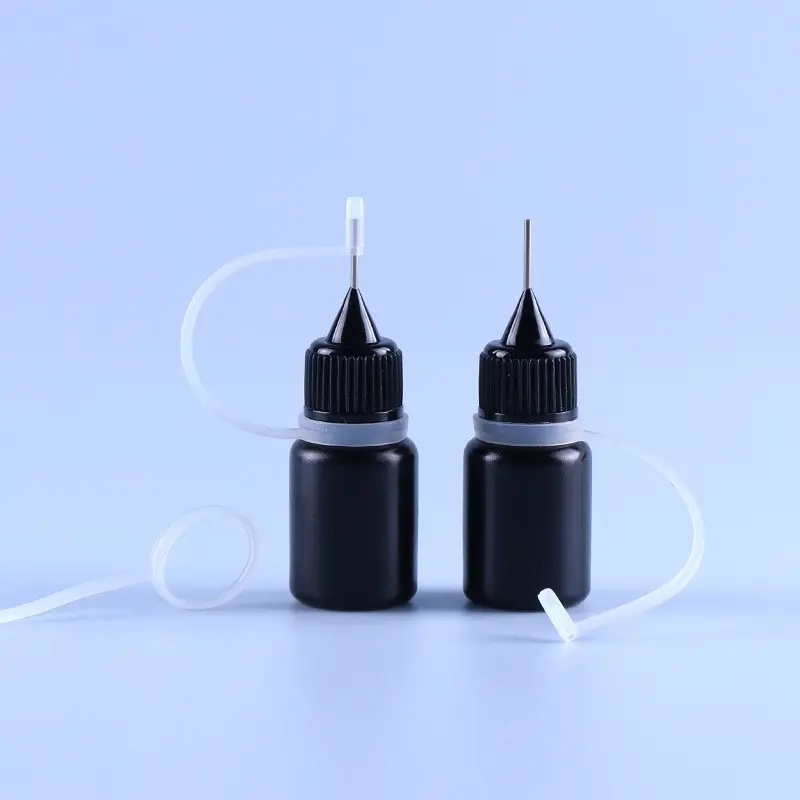 Bán buôn Đen bóp mềm PE HDPE 5ml 10ml 15ml 20ml 30ml 50m may dầu Applicator kim tip chai nhựa