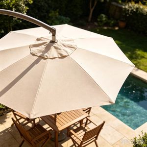 Tissu de <span class=keywords><strong>parasol</strong></span> d'extérieur en polyester 100% tricoté 600D 290 g/m², résistant au vent et aux UV, <span class=keywords><strong>pour</strong></span> <span class=keywords><strong>parasol</strong></span> de jardin - Product Image 5