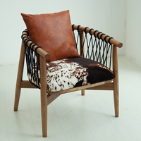 Fauteuil d'appoint Chaise moderne du milieu du siècle avec oreiller Fauteuil lounge rembourré avec cadre en bois massif