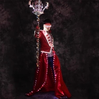 RICHSHINING Costume lumineux à LED RVB taille personnalisée Costume de sceptre de robe du roi pour Halloween Party Stage Performance