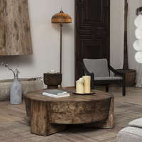 Table basse ronde en bois Tailai Wabi-Sabi Design pour salon, villa et appartement - Meubles décoratifs écologiques faits à la main