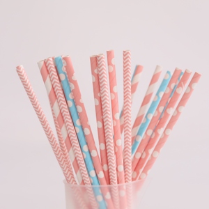 Pajita de papel para beber biodegradable Onda Rosa tira Rosa <span class=keywords><strong>lunares</strong></span> Rosa respetuosa con el medio ambiente - Product Image 2