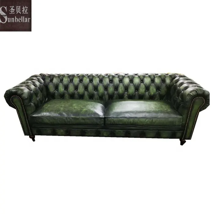 Vintage grünes Leder Chesterfield Sofa Sofas Wohnzimmer Leder Imperial Vintage Mid century Chesterfield Leders ofa