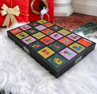 Calendrier de l'Avent de Noël personnalisé, boîte surprise à ouverture aléatoire avec pelliculage mat, gaufrage et papier pailleté