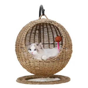 Pet Swing Hanging Rattan Chair Basket Bed for Cat or Dog