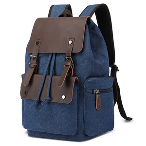 Sac à dos vintage en toile de 15 pouces, plusieurs poches, sac d'ordinateur unisexe pour étudiants - Product Image 4