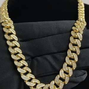 สร้อยคอทองคำแท้ 9K ไม่มีส่วนผสมของเงิน แบบ Cuban Link ประดับเพชร VVS สีใส ผลิตในห้องปฏิบัติการ ดีไซน์แบบฮิปฮอปสั่งทำพิเศษ - Product Image 5