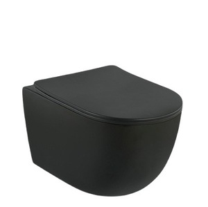 First Process Matt <b>Black</b> Rimless Wall Hung Toilet Ceramic Porcelain Mounted for <b>Bathroom</b> DG203BM Matt <b>Black</b> Wall Hung Toilet DG2 - Product Image 3