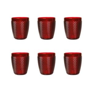 Set di 6 bicchieri in plastica rossa Excelsa da 40 cl con motivo a diamante, stoviglie per feste - Product Image 2