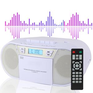 Boombox portable personnalisé avec lecteur <span class=keywords><strong>CD</strong></span>, enregistreur <span class=keywords><strong>cassette</strong></span>, télécommande, <span class=keywords><strong>radio</strong></span> FM, lecteur audio BT - Product Image 5