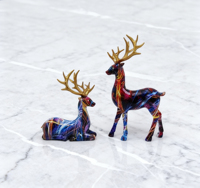 Vente en gros de sculptures d'animaux modernes, décorations de style nordique, ornements en résine, simulation de cerf, version cartoon, statue de Noël